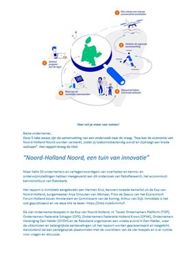 Uitnodiging presentatie rapport &#39;Noord-Holland Noord, een tuin van innovatie 1