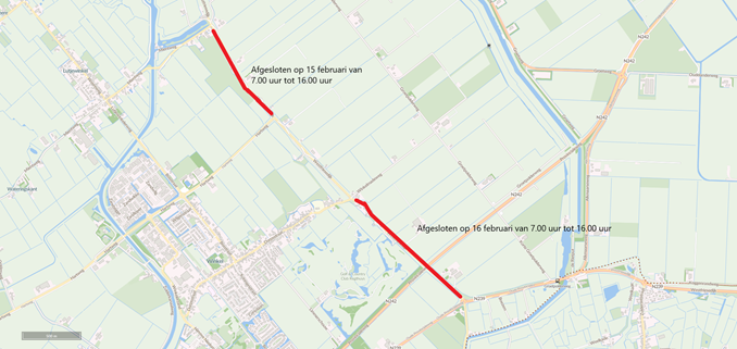 Overzicht afsluitingen West Friesedijk